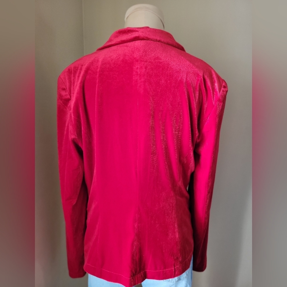 MNI Red Velvet Boyfriend Blazer Jacket - Size Large - Picture 5 of 11